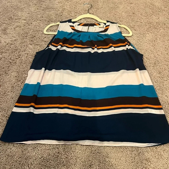 Anthropologie meadow rue blue white stripe top sleeveless mp medium petite - Picture 13 of 14